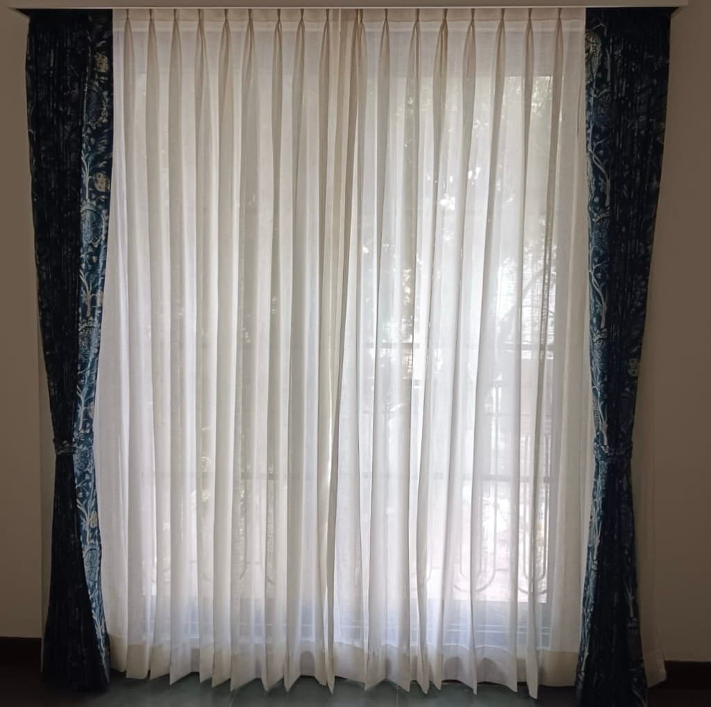 Blue Curtains with White Blinds