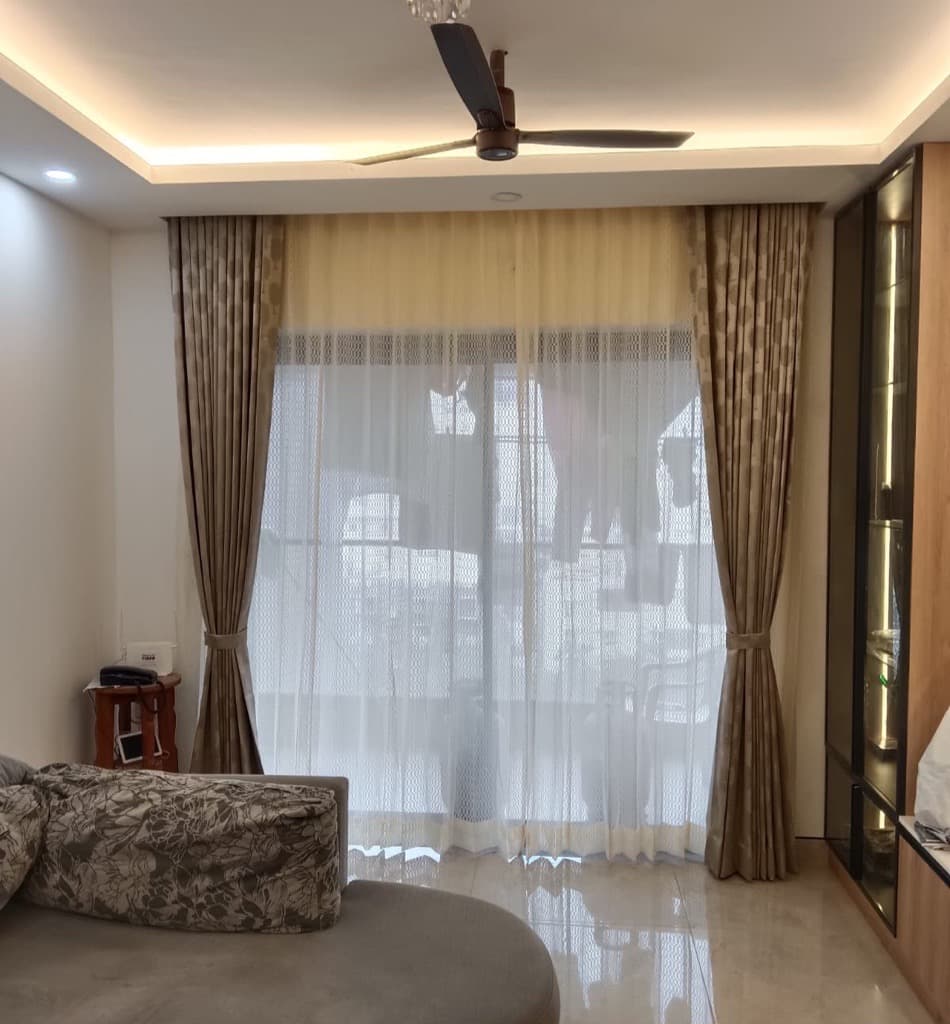 Brown Curtains with White Blinds